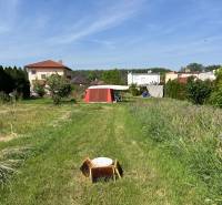 Plots - housing in Dolný Bar with a grassy area, garden, and wooden cottage.