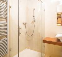 Shower corner and sink in the bathroom of the Holiday Apartment.