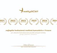 Certificate for the best-rated real estate agency in Trnava, awards 2021-2024.
