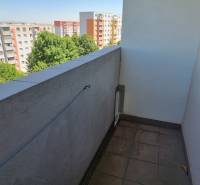 A balcony with a view of the apartment blocks on Petzwalova Street in Nitra, at a 2-room apartment.