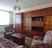 Living room with retro furniture and a sofa in a 2-room apartment.