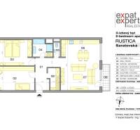 Floor plan of a 3-room apartment on Saratovská Street, showing the layout of the rooms including the bathroom.