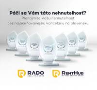 Real estate advertisement with agency awards on Jána Jonáša Street, studio apartment for rent.