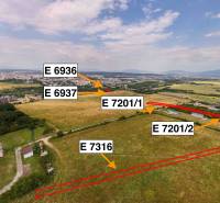 Agricultural and forest lands in Košice, Luník IX district on a panoramic photograph.