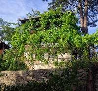 A house covered with greenery with a stone fence in Záhrady in Zvolen.