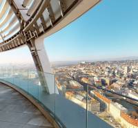 View from the terrace with glass railing of Bratislava, Čulenova Street, 2-room apartment.