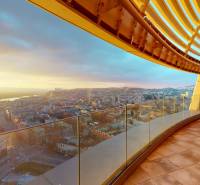 Panorama of Bratislava from the viewpoint overlooking the river, on Čulenova Street.