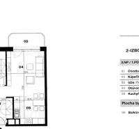 Floor plan of a 2-room apartment near Cvernovka Street with an area of 52.02 m² and a balcony.