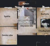 Floor plan of a 3-room apartment with labeled rooms: bedroom, children's room, living room.