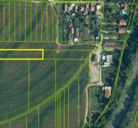 Aerial photograph of agricultural and forest land in the village of Zálesie, Domky Street.
