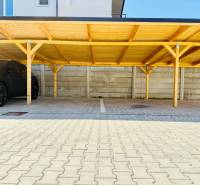 Covered parking space on Geologická Street in Bratislava - Podunajské Biskupice.