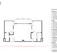 Floor plan of a two-room apartment 68-70 m² with a design proposal and description of room furnishings.