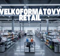 Retail spaces with multiple shelves and products, labeled as large-format retail.