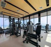 Fitness center in an apartment building with a view of Pattaya.
