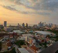 Sunset view over the city skyline from a 3-bedroom apartment in Pattaya.