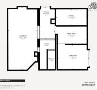 Layout of the cottage: living room, kitchen, dining room, utility room, staircase, corridors.