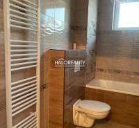 A bathroom in a 2-room apartment with a toilet, bathtub, and ladder radiator.