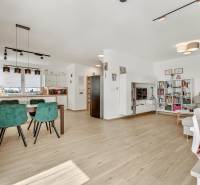The interior of the family house offers a kitchen with a dining area, a bright living room, and a library.