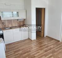 Kitchen unit in a studio apartment with wooden flooring and white cabinets.