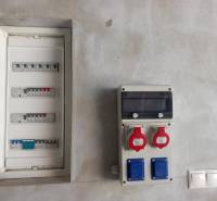Electrical distribution box and sockets in a family house.
