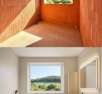 Renovation of a bathroom in a family house with a view of nature.