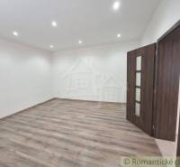 Room with a wooden floor and doors in a family house.