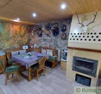 Rustic living room in a family house with a fireplace and hunting decorations.