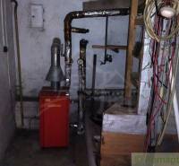 The basement in the family house contains a boiler and pipes.