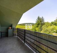 A balcony with a view of greenery in a family house in Bratislava - Nové Mesto.