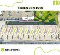 Row family houses in Nová Dedinka - Nová Ves pri Dunaji, with parking and gardens.