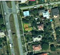 Aerial view of residential plots in Košice, Barca district, Osloboditeľov Street.