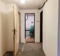 Hallway in a family house with access to the utility room, simple walls and floor.