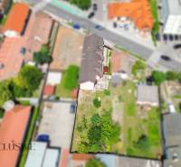 A view from above of a family house and garden on Gyula Szabó Street in Dunajská Streda.