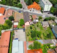 Aerial view of a family house with a long yard on Gyulu Szabóa Street in Dunajská Streda.
