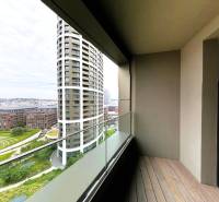 View from the balcony of modern architecture and greenery in Bratislava - Old Town.