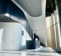 Entrance hall with staircase and reception, light lines highlight the space in the 2-room apartment.
