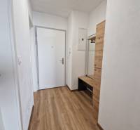 Entrance hallway with light walls and wooden floor in a 2-room apartment.