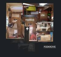 The floor plan of the attic of the family house includes rooms, a bathroom, and an ironing room.