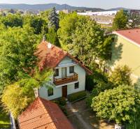 A family house on Senecká Street in Pezinok surrounded by greenery and neighboring buildings.