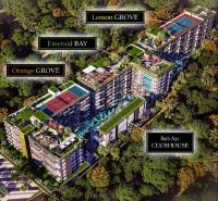 Comprehensive apartment development in Pattaya with greenery and sports facilities.