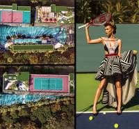 Apartment construction in Pattaya with a swimming pool, tennis courts, and an elegant residential environment.