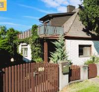 A family house in Hundsheim with a wooden fence, terrace, and abundant greenery.