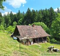 A cottage in Zákopčie surrounded by forests, grass, and meadows.