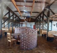 Interior of a restaurant with a brick fireplace on Hornerstraße, ideal for gastronomy spaces.