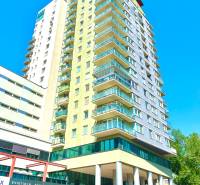 High-rise residential building with balconies on Ružová dolina in Bratislava - Ružinov.