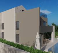 Villa in Poreč with a pool, terrace, and greenery in a landscaped garden.