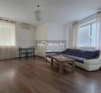 Living room in a two-room apartment with a sofa and a dining table.