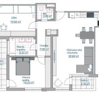 Floor plan of a 3-room apartment with a terrace and balcony, ideal for modern living.
