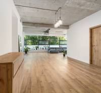 A bright hallway in a 4-room apartment with wooden flooring and large windows.
