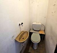 Toilet and sink in the bathroom of a family house.